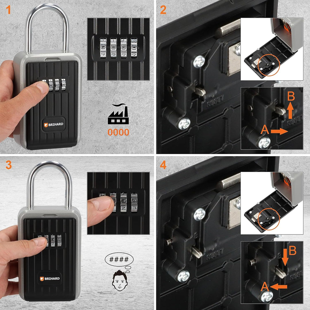 Brihard Key Lock Box All Season mit wasserdichter Abdeckung, tragbar mit Bügel oder an der Wand mont