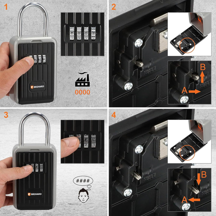Brihard Key Lock Box All Season mit wasserdichter Abdeckung, tragbar mit Bügel oder an der Wand mont