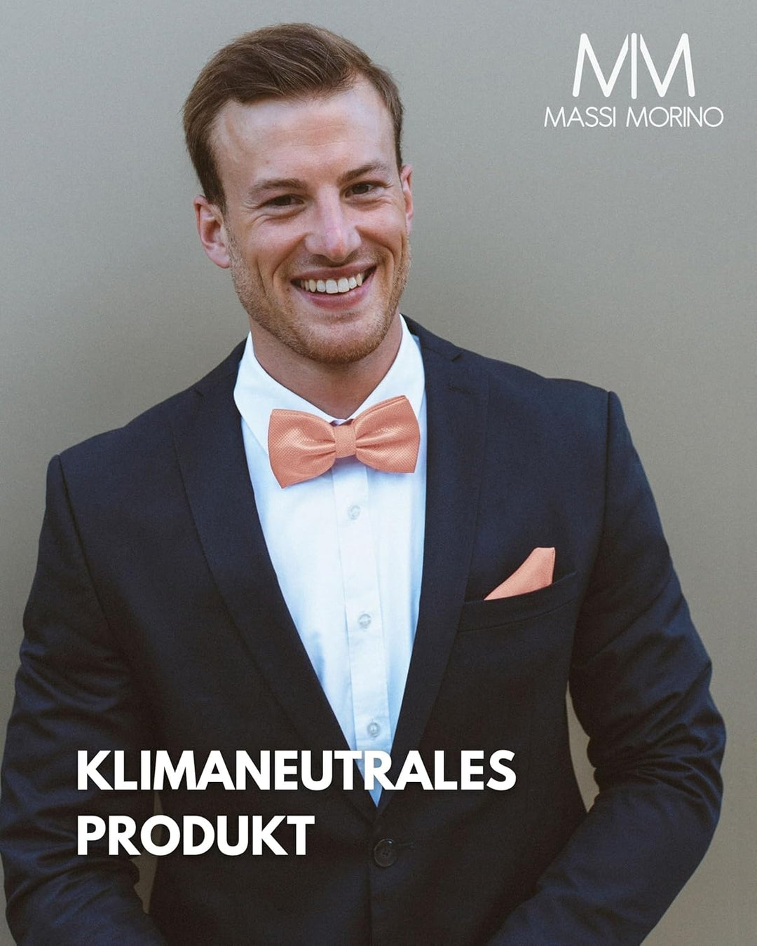 Massi Morino Fliege mit Einstecktuch für Herren Set - Anzug Herrenfliege zur Hochzeit - Verstellbare