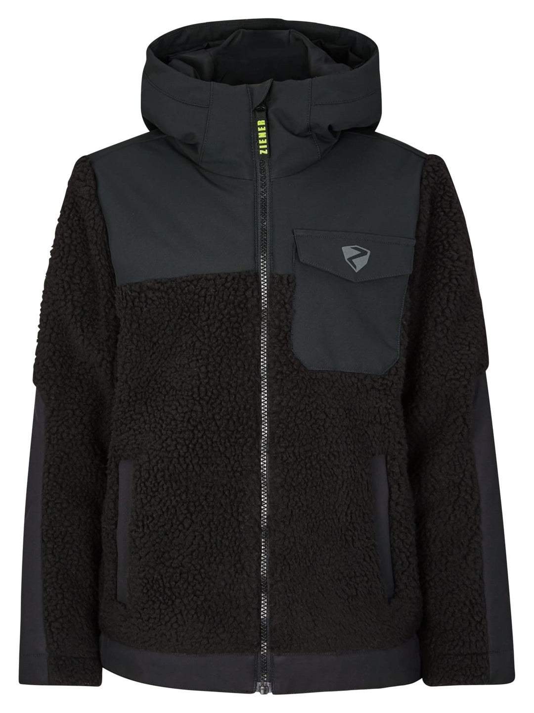 Ziener Jungen Arjun Fleece-Jacke Freizeit/Sport | warm, PFC frei (1er Pack) 104 Schwarz, 104 Schwarz