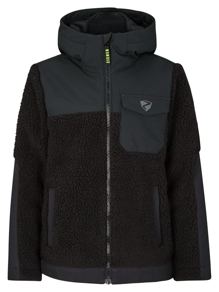 Ziener Jungen Arjun Fleece-Jacke Freizeit/Sport | warm, PFC frei (1er Pack) 104 Schwarz, 104 Schwarz