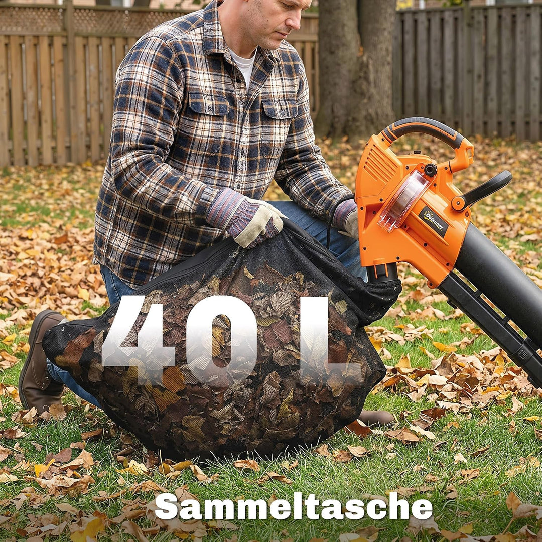 Outsunny Elektrischer Laubbläser und Staubsauger 3000W 3-in-1 Gebläse | Laubbläser und -sauger, 40L