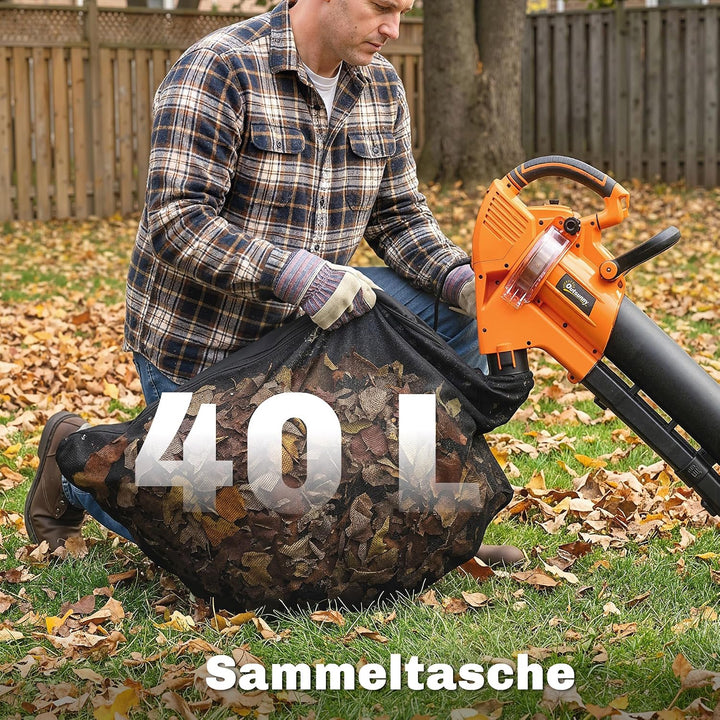 Outsunny Elektrischer Laubbläser und Staubsauger 3000W 3-in-1 Gebläse | Laubbläser und -sauger, 40L