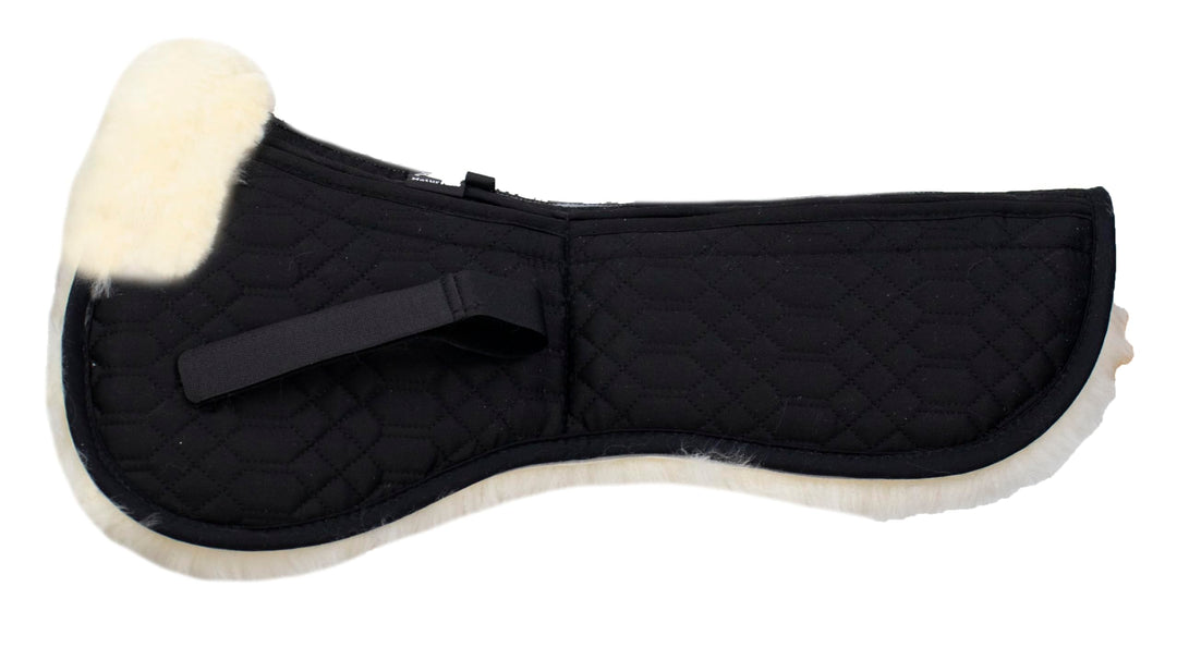 Lammfell Korrektur Sattelkissen aufpolsterbare Sattelunterlage mit Fellrand vorne SAKIS1AP, schwarz-