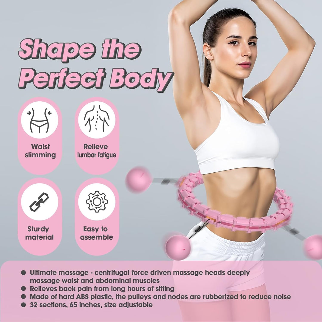 Smart Hoop Reifen Erwachsene mit Gewicht Kugel，32 Knoten Umfang (57-165cm) Abgebauter Fitnessreifenl