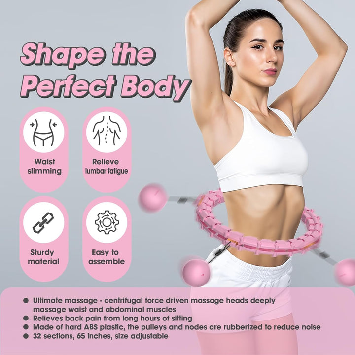 Smart Hoop Reifen Erwachsene mit Gewicht Kugel，32 Knoten Umfang (57-165cm) Abgebauter Fitnessreifenl