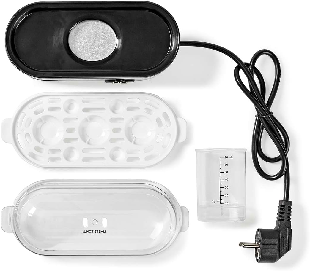 Gastronoma Eierkocher - Eierkocher 3 Eier - Egg Cooker mit Timer - Edelstahl - Silber Schwarz / Edel