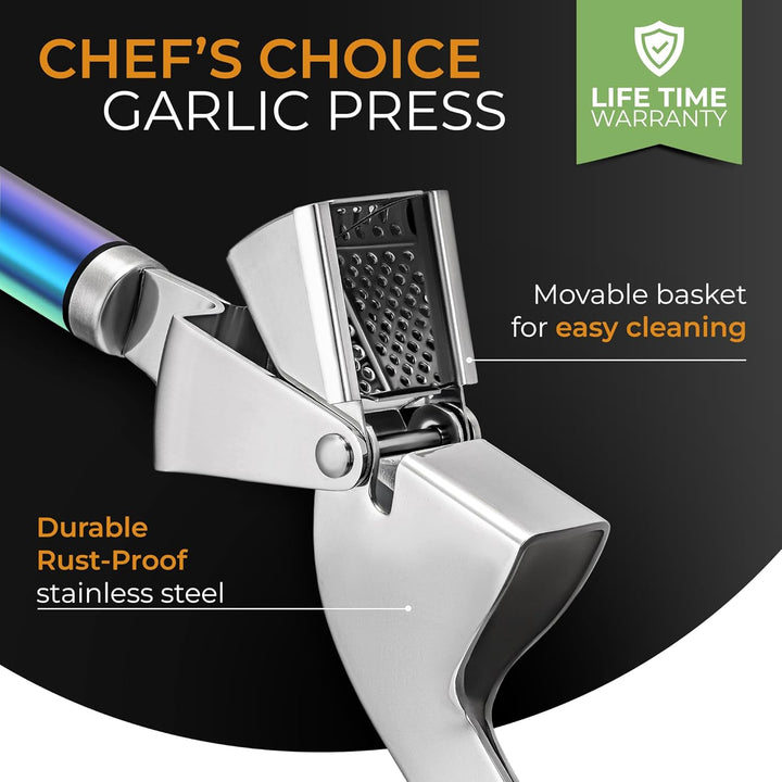 ORBLUE knoblauchpresse edelstahl [Premium] – knoblauch presse Professionelle Qualität, leicht zu rei