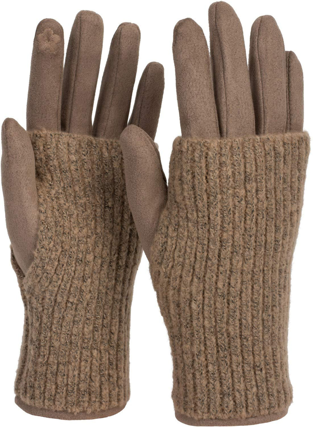 styleBREAKER Damen 3 in 1 Touchscreen Handschuhe mit abnehmbarer Strick Stulpe | Winterhandschuhe |