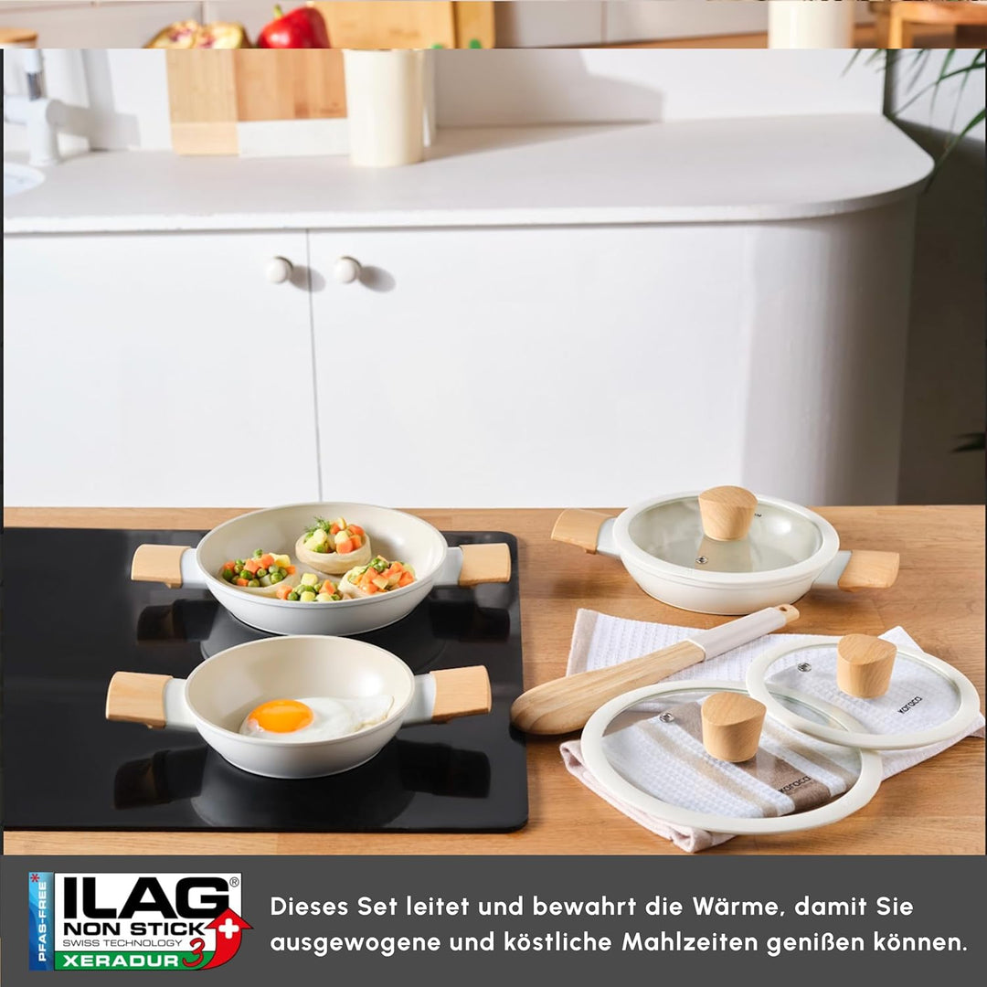 KARACA Schalenset Schweizer Mandeln 6 teilig für Snacks und Nüsse Creme Mandelförmig Flach, Elegante