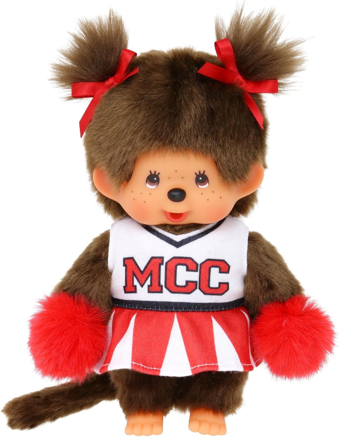 Sekiguchi 252879 - Original Monchhichi Mädchen Cheerleader, ca. 20 cm grosses Kuscheltier aus braune
