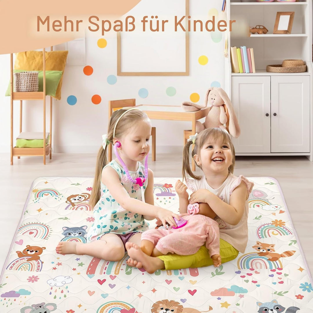 Spielmatte Baby 127×127cm mit Rutschfest, Extra Dicke 2cm Weiche Krabbelmatte Baby, Faltbar Krabbeld
