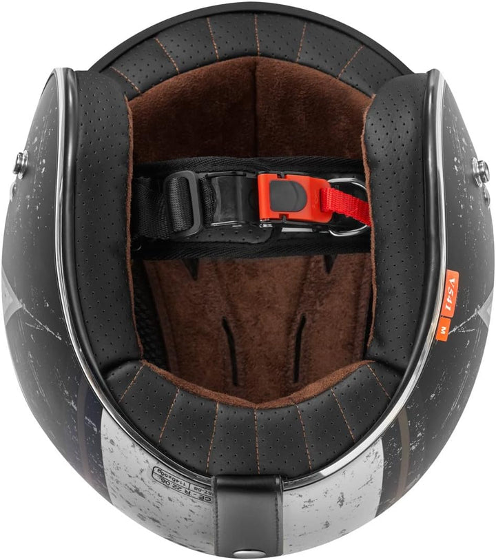 Bogotto V541 Rebel Jethelm (Black/White,XS) XS Schwarz/Weiss, XS Schwarz/Weiss