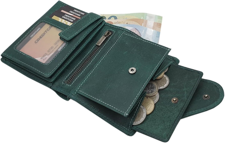 myledershop Vollrindleder Damen Hochformat Geldbörse/Geldbeutel/Portemonnaie mit Aussenriegel und RF