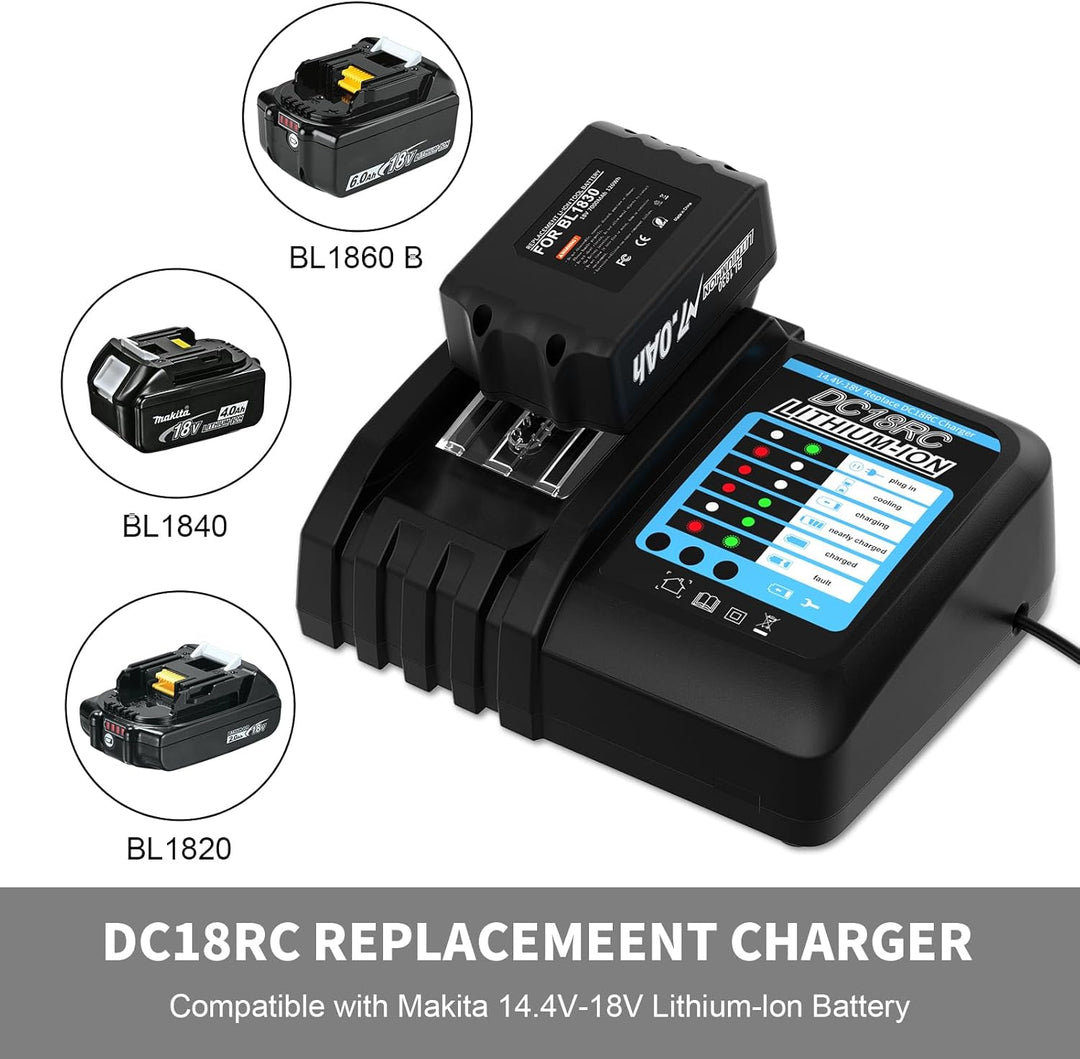 BATTOOL DC18RC 14.4V-18V Schnell-Ladegerät für DC18RA DC18RD Ersatz für Lithium-Akku BL1860B BL1850