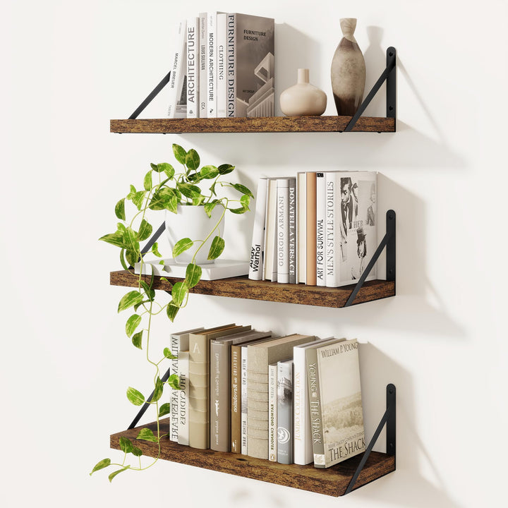 Feihorrm Wandregal 3er Set, Bücherregal Wand, Wandregal Holz, Schweberegal für Wohnzimmer, Schlafzim