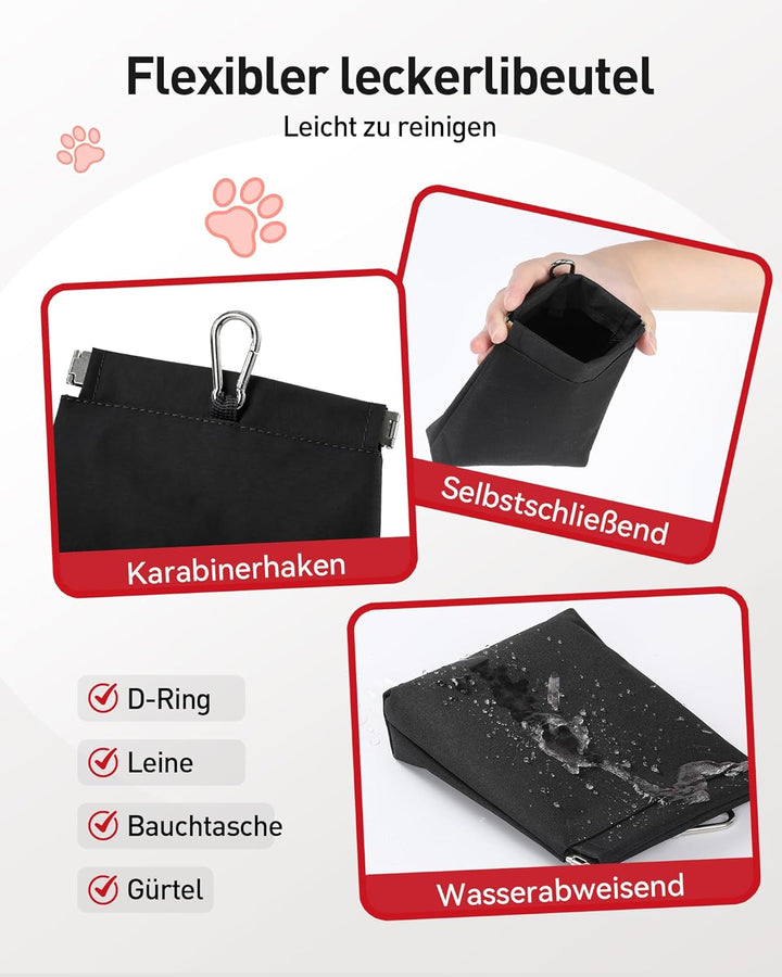 AGPTEK Bauchtasche mit Leckerli-Tasche, Futterbeutel Hunde, Leckerlibeutel für Hunde, leichte Gürtel