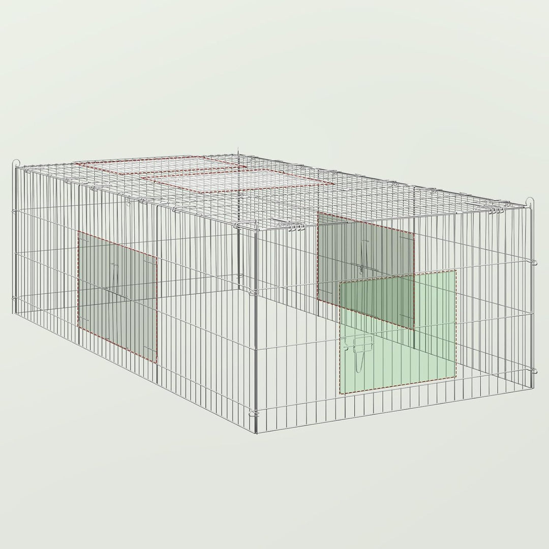 EUGAD Freigehege Kaninchen, Freilaufgehege Hasen mit Sonnenschutz, BHT 216x65x116cm 0002TSL 216x116x