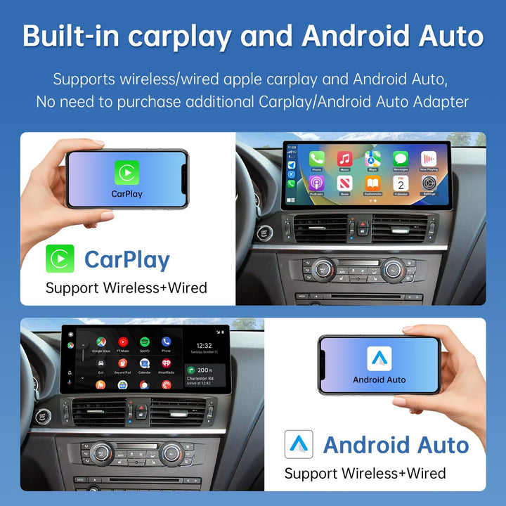 Road Top CarPlay Bildschirm, 12,3 Zoll Ultra-schmal Autoradio Stereo Touchscreen für BMW X3 X4 Serie