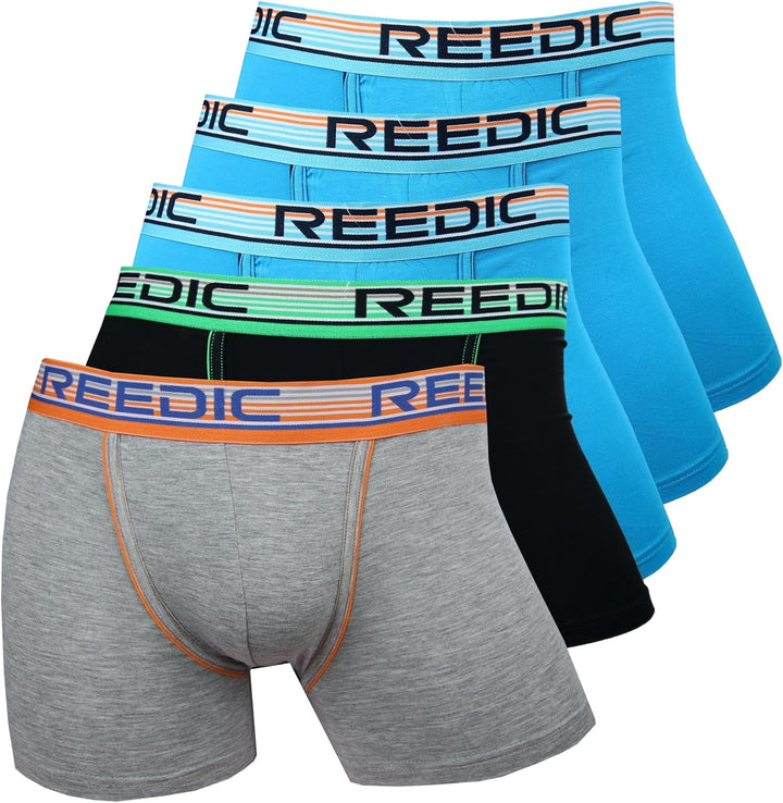 Reedic Herren Boxershorts Modal 5er Pack M Je 3x Türkis, Je 1x Schwarz, Grau, M Je 3x Türkis, Je 1x