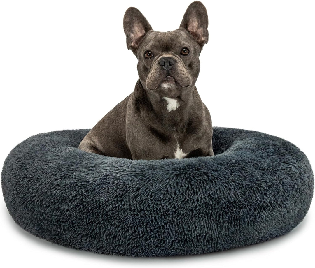 lionto Hundebett rund Hundekissen Hundesofa Katzenbett Donut, (XL) 70 cm Ø dunkelgrau L 70 x B 70 x