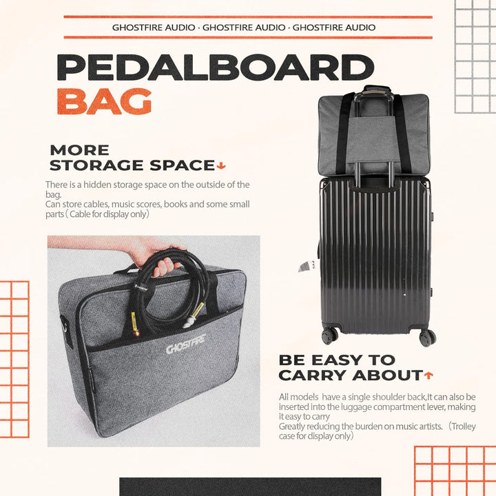 GHOSTFIRE Gitarrentasche, Pedalboard-Tasche, Zubehör, Aufbewahrungstasche, Tragetasche, 51,1 x 30 x