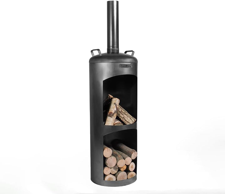 CookKing Terrassenofen Faro aus Stahl | 40x40x158 cm, Schwarz | Handgefertigt in Europa | Ideal für