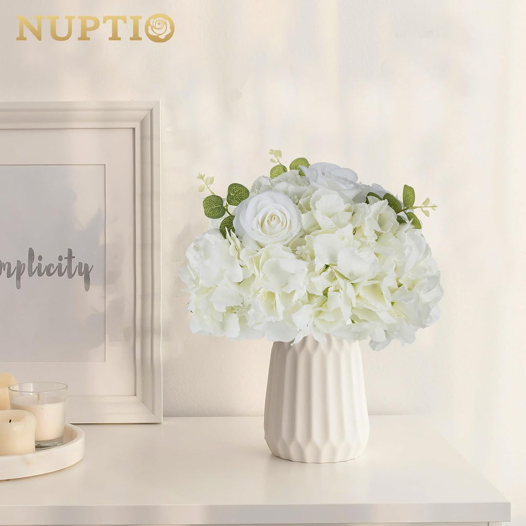 NUPTIO Künstliche Blume Tafelaufsätze für Tische: 2 Stück 30cm Durchmesser Weiss Gefälschte Blumen R