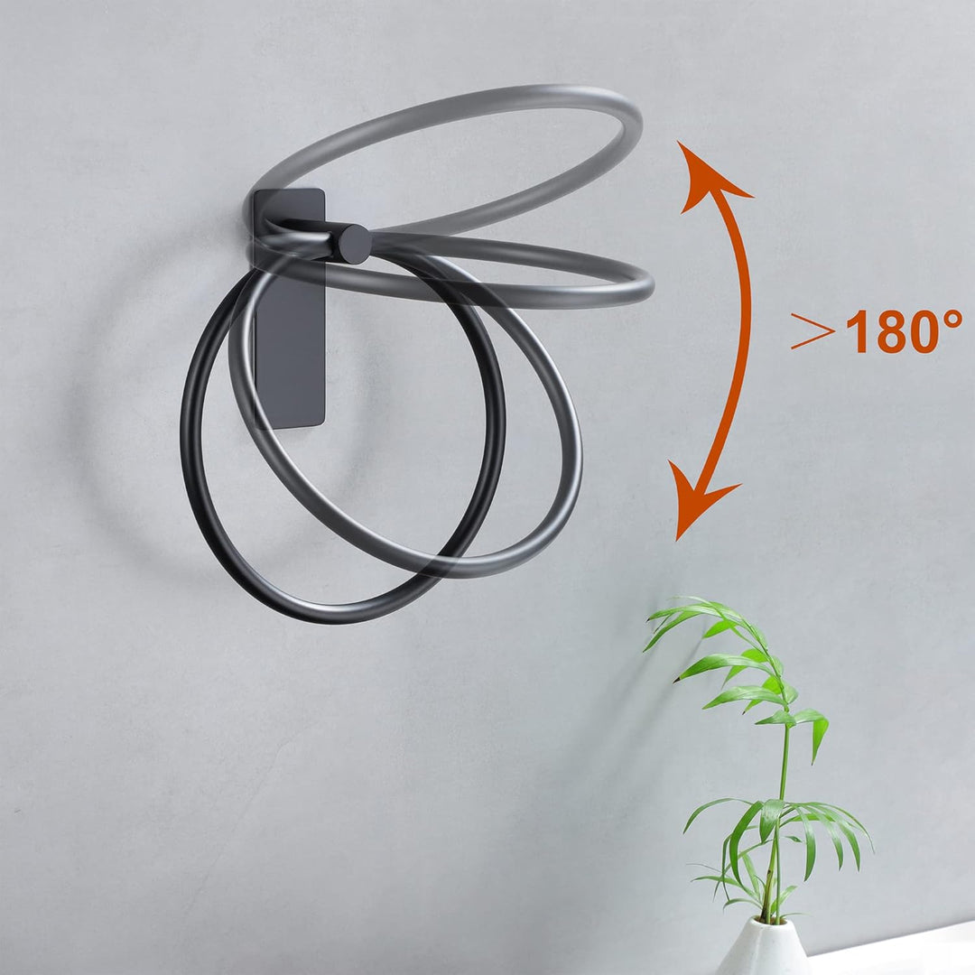 ZUNTO Handtuchring Schwarz Handtuchhalter Ring Ohne Bohren Handtuchstange für Küche und Badezimmer,