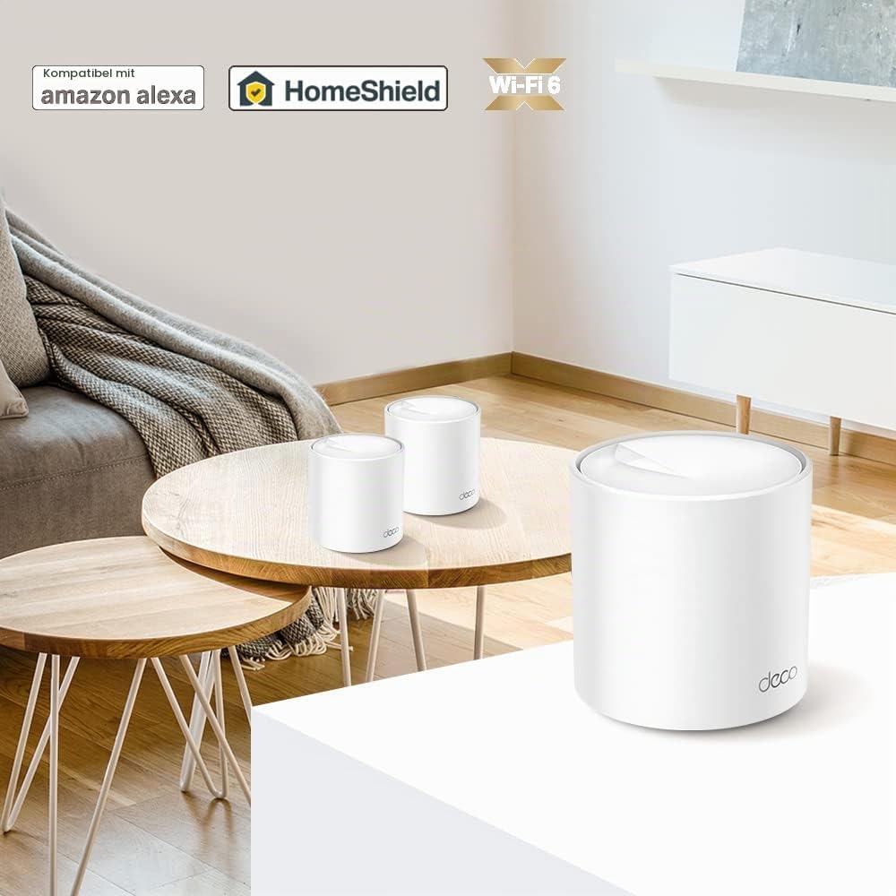 TP-Link Deco X60 Mesh WLAN Set (2 Pack), Wi-Fi 6 AX5400 Dual Band Router &amp; Repeater, 2x Gigabit Port