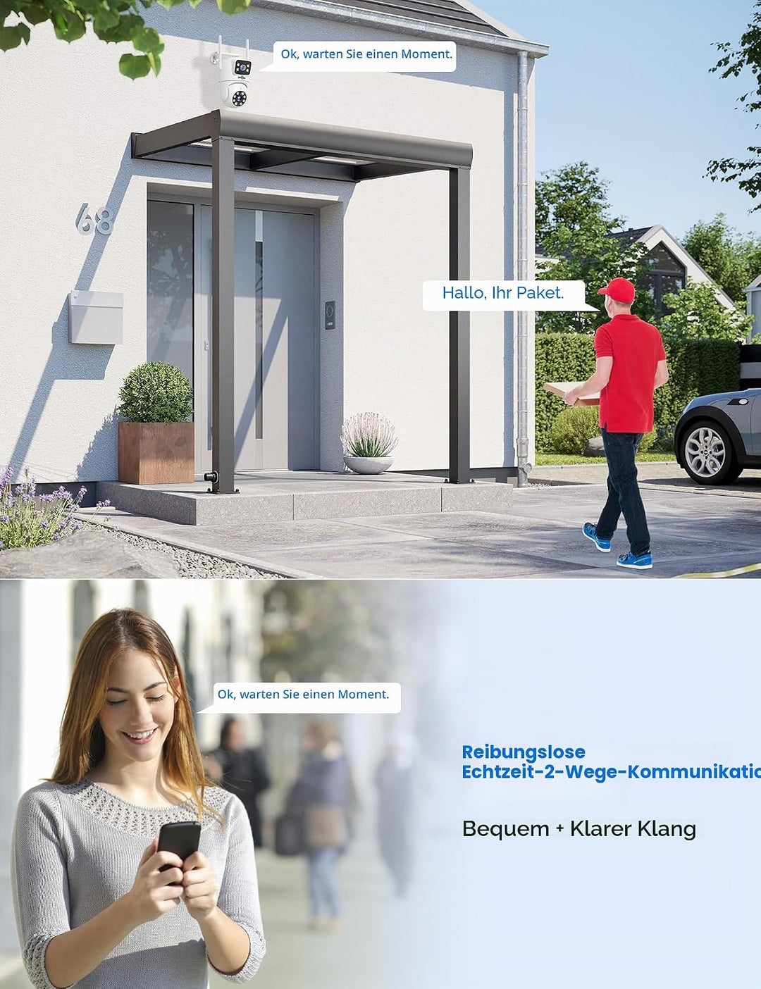 Hiseeu [Dual-Objektiv 3MP Überwachungskamera Aussen WLAN,2,4G/5G Dual-Ansicht PTZ WiFi Kamera Outdoo