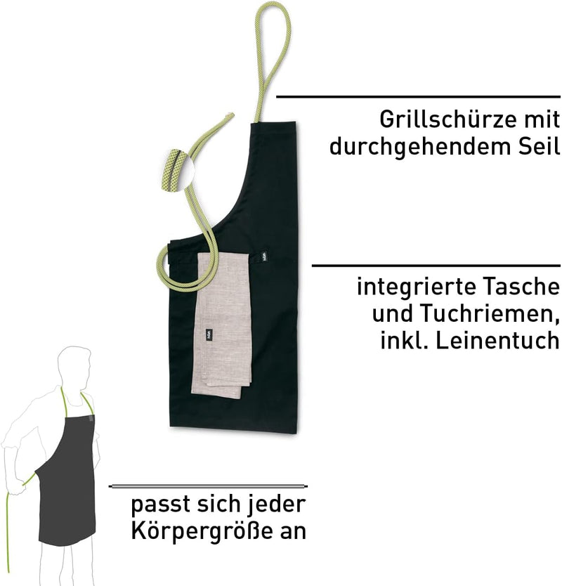 höfats – Schürze - grössenverstellbar mit Tasche, Tuchriemen und inklusive Handtuch aus 100% Leinen