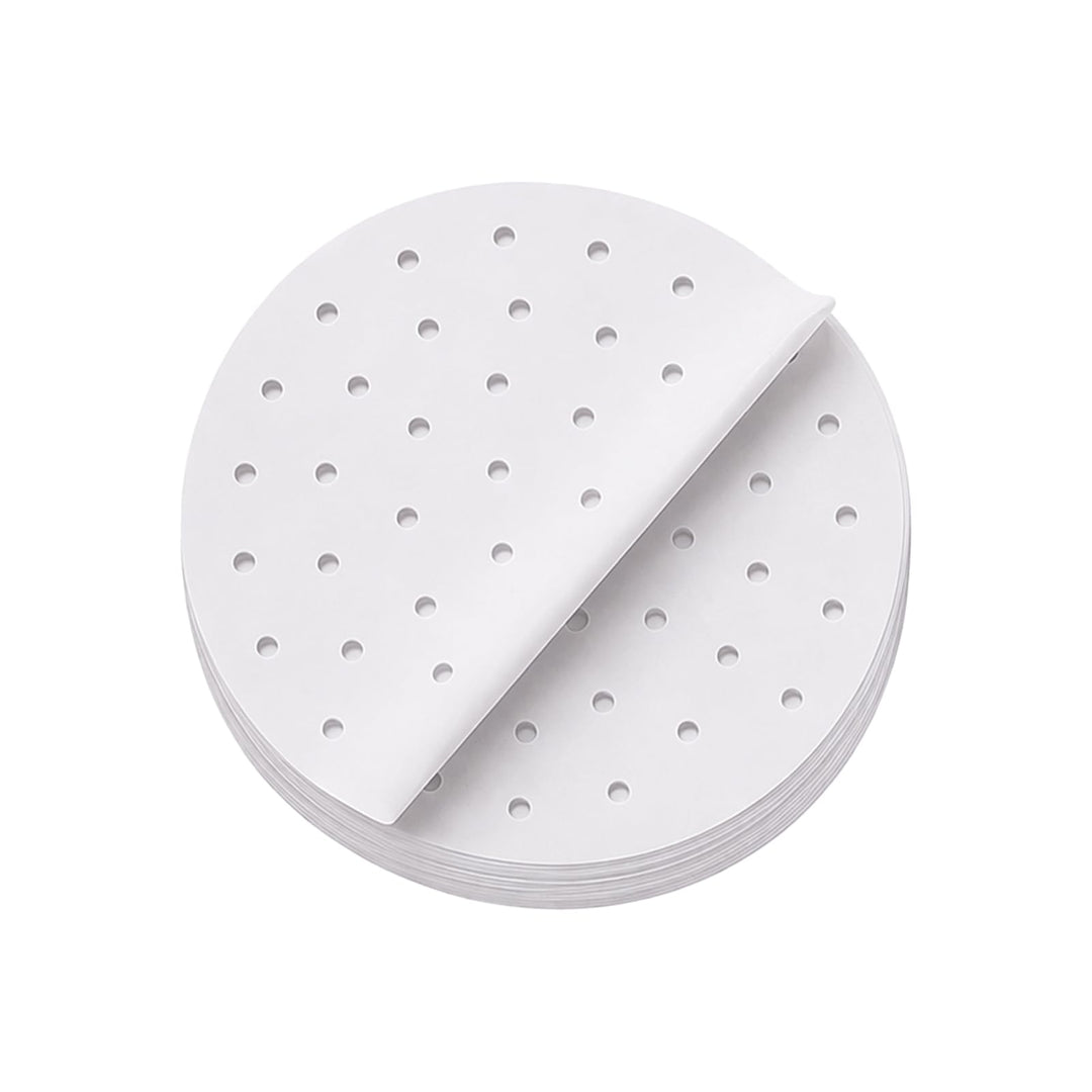 25cm Backpapier für Heissluftfritteuse, Rund 100 Stück Perforiert Airfryer Backpapier Heissluftfritt