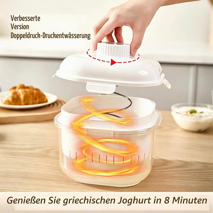 Griechischer Joghurtsieb,Waschbar Molkeabscheider mit Deckel,2500ML Joghurt Sieb Mit Filtertuch Wied