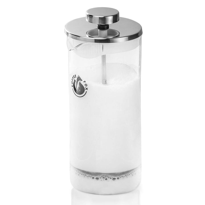Coffee Fox Milchaufschäumer aus Glas - Manueller Milchschäumer & French Press Milchschaum 450 ml