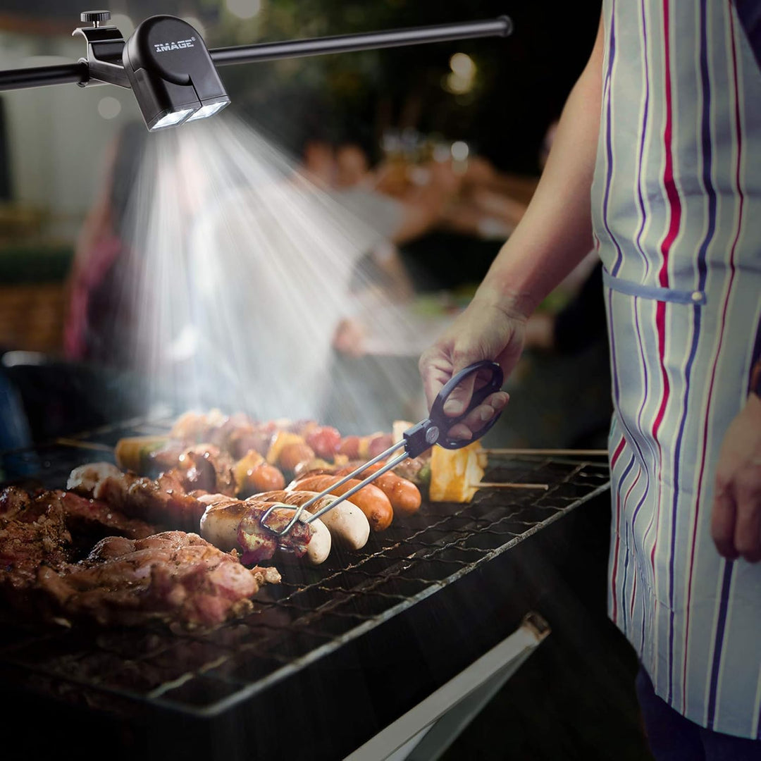 Grilllampe Grill Licht 10 LEDs verstellbare BBQ Grillbeleuchtung mit Touch Schalter und C-Klemme Bef