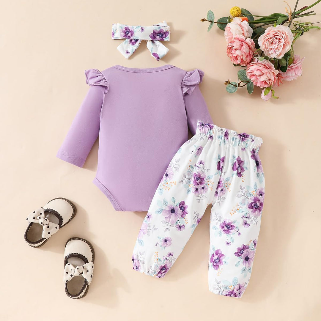 UUAISSO Neugeborenes Baby Mädchen Kleidung Papas Mädchen Langarm Strampler Tops Blumenhosen Sets Sti