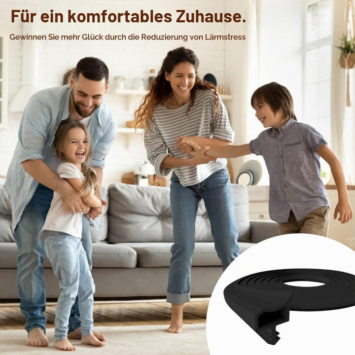 Dichtung Zimmertür Türdichtung 10M Schwarz, Gummi-Dichtprofil mit 4mm Nutbreite, 7mm Nuttiefe und 12
