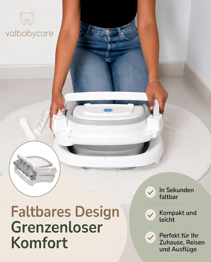 Baby Badewanne Faltbar Antirutsch Ergonomisch Neugeborene Bis 2 Jahre mit Panda Kissen Gross und gep