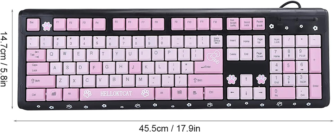 Niedliche USB Tastatur mit Kabel, Niedliche Cartoon USB Tastatur mit Kabel für Mädchen, Tragbare, Ko