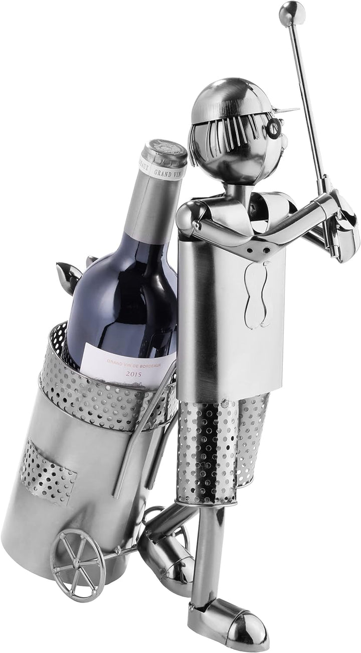BRUBAKER Flaschenhalter Golfspieler beim Abschlag Metall Skulptur Geschenk mit