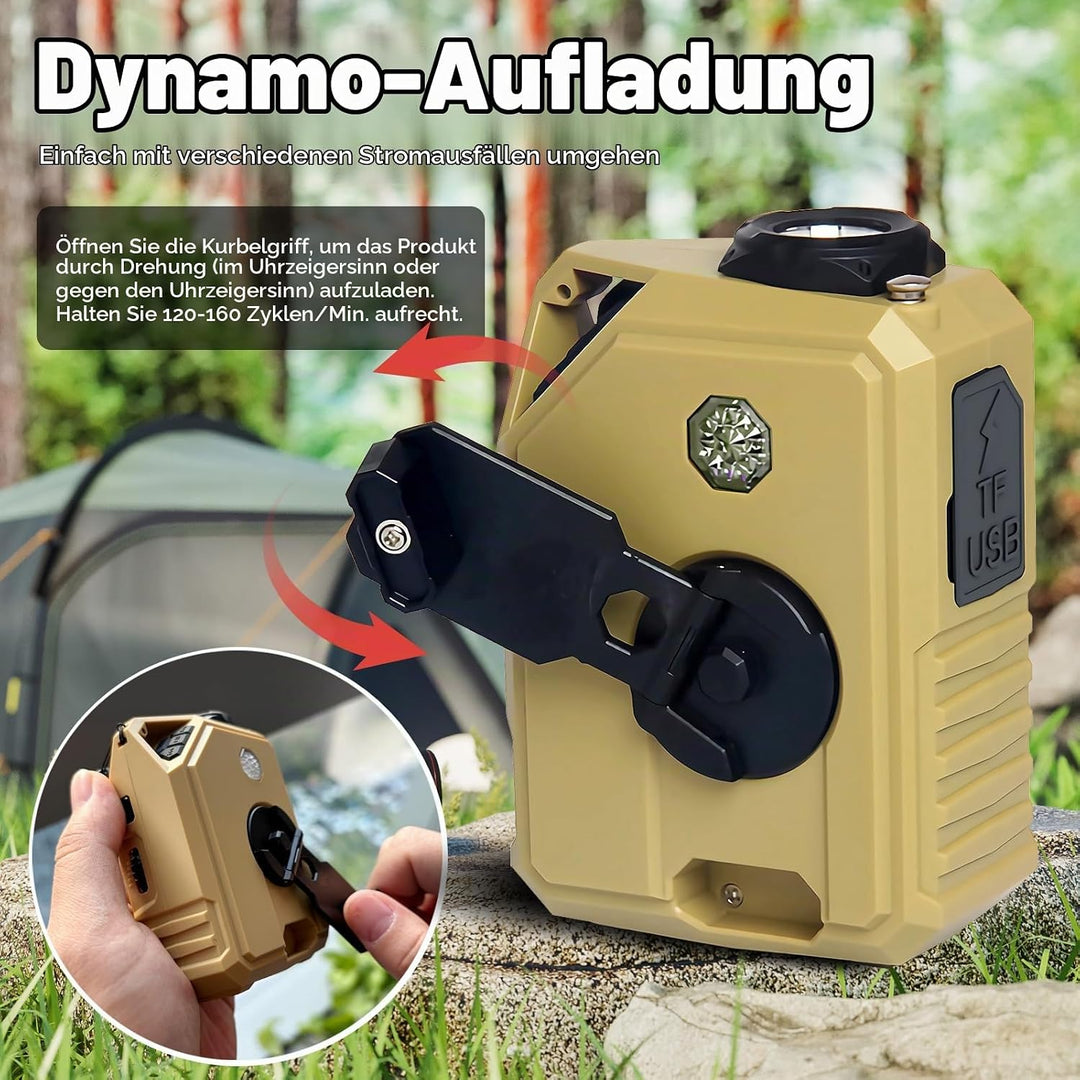 Tragbares Kurbelradio mit Bluetooth/USB Flash Drive/TF Anschlus, 2000mAh Akku AM/FM/SW Notfallradio
