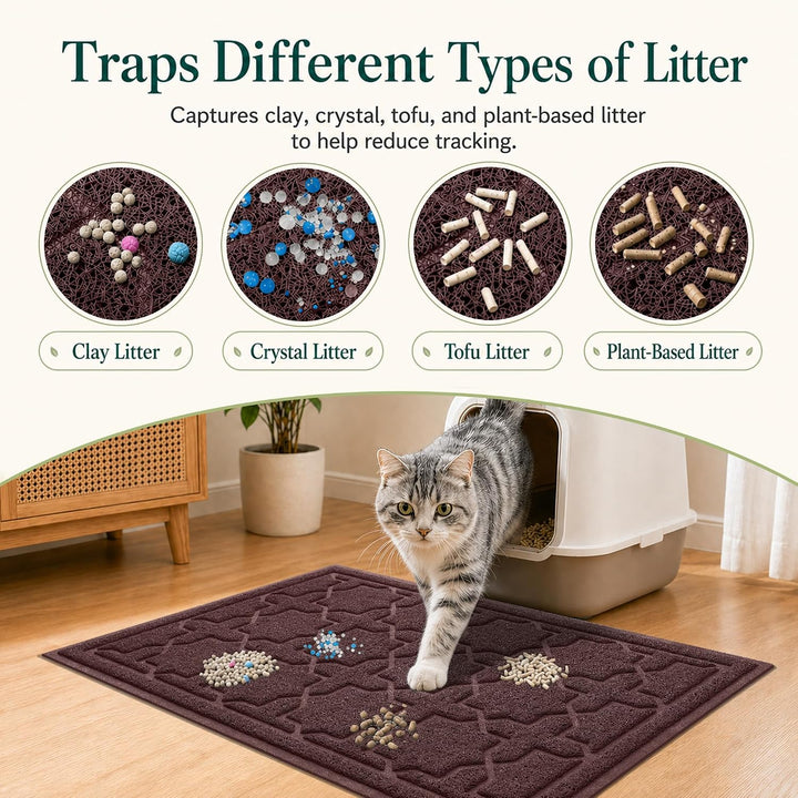Yimobra Strapazierfähige Katzenstreumatte XL Jumbo 90 x 120 cm, einfach zu reinigen, rutschfest, was