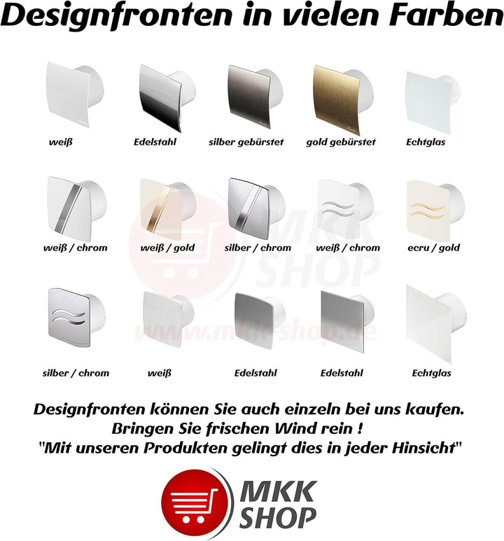 Badventilator Ø 100 mm in weiss mit Timer/Nachlauf Lüfter Ventilator Front Wandlüfter Wandventilator