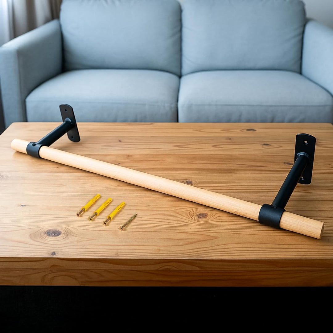 Klimmzugstange Wand, Holz Pull Up Bar, Fitness Krafttraining Klimmzug Stange für Erwachsene/Teenager