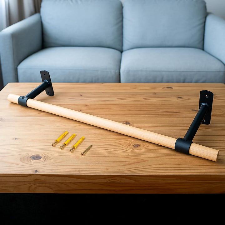 Klimmzugstange Wand, Holz Pull Up Bar, Fitness Krafttraining Klimmzug Stange für Erwachsene/Teenager