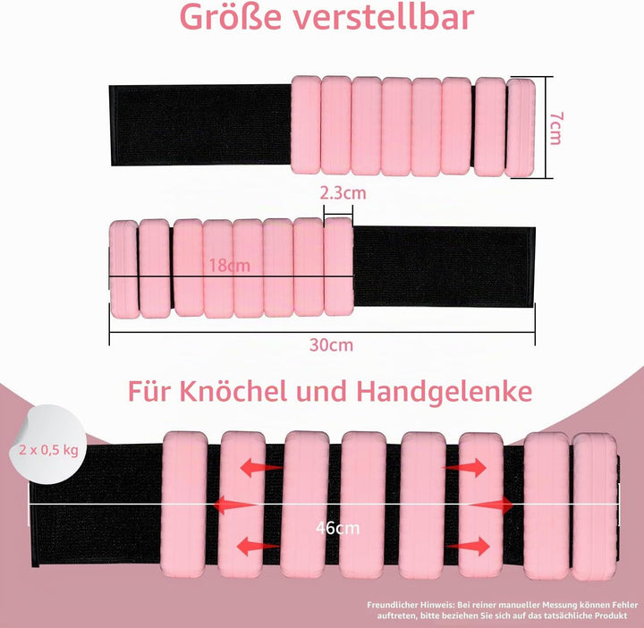 TopEsct Verstellbare Handgelenkgewichte – Set mit 2 Stück (je 0,9 kg) | Langlebiges tragbares Handge