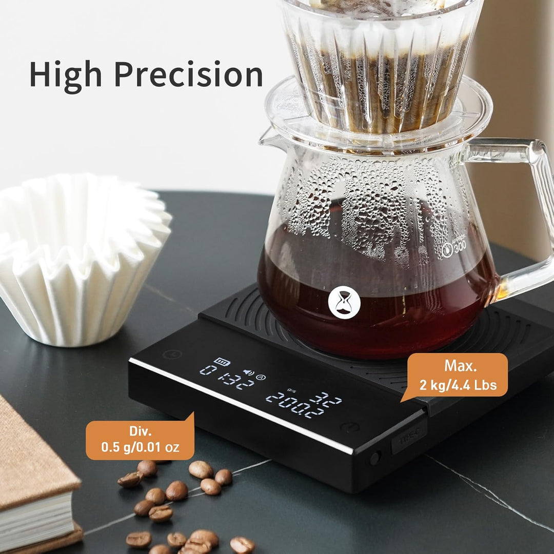 TIMEMORE Kaffeewaage Basic 2.0 Elektronische Espressowaage mit Wasserdurchflussmenge und Timer-Funkt
