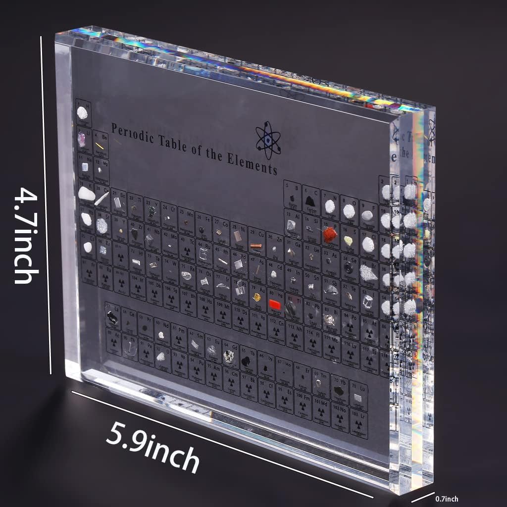 DARYTS Periodensystem aus Acryl mit Echten Elementen,Periodic Table of 83 Elementen,Periodensystem m
