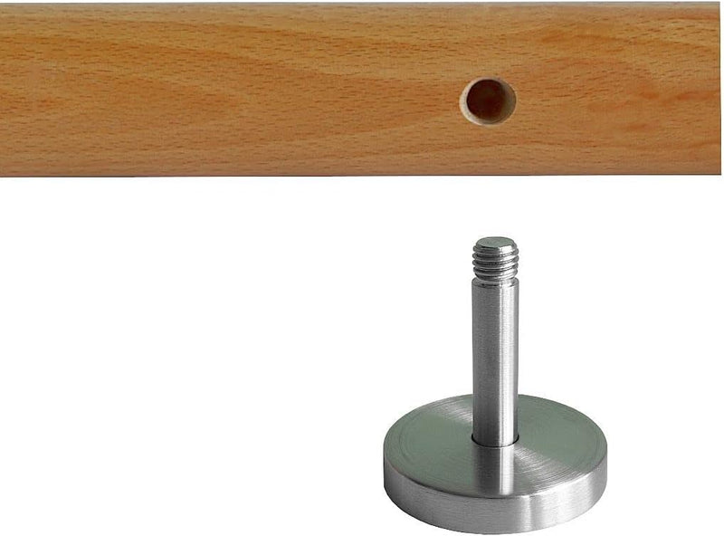 TIBU Eiche Holz Handlauf Geländer 0,3m - 6m, Länge 50 cm, Ende gefast und 2 gerade Halter 50 mit 2 H